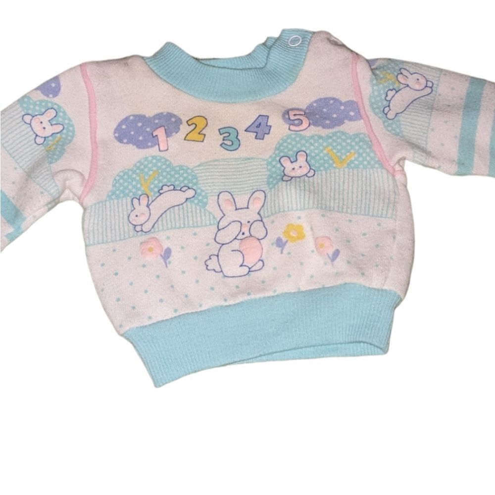 Hopscotch vintage blue and pink bunny sweat suit size 0-6 months